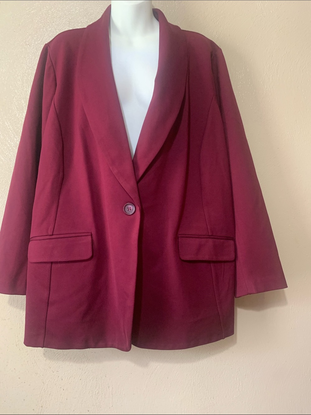 Susan Graver size 3XP Burgundy Collar Blazer Pockets Button